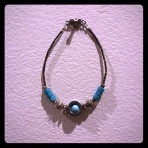 Turquoise and Silver Beaded Bracelet